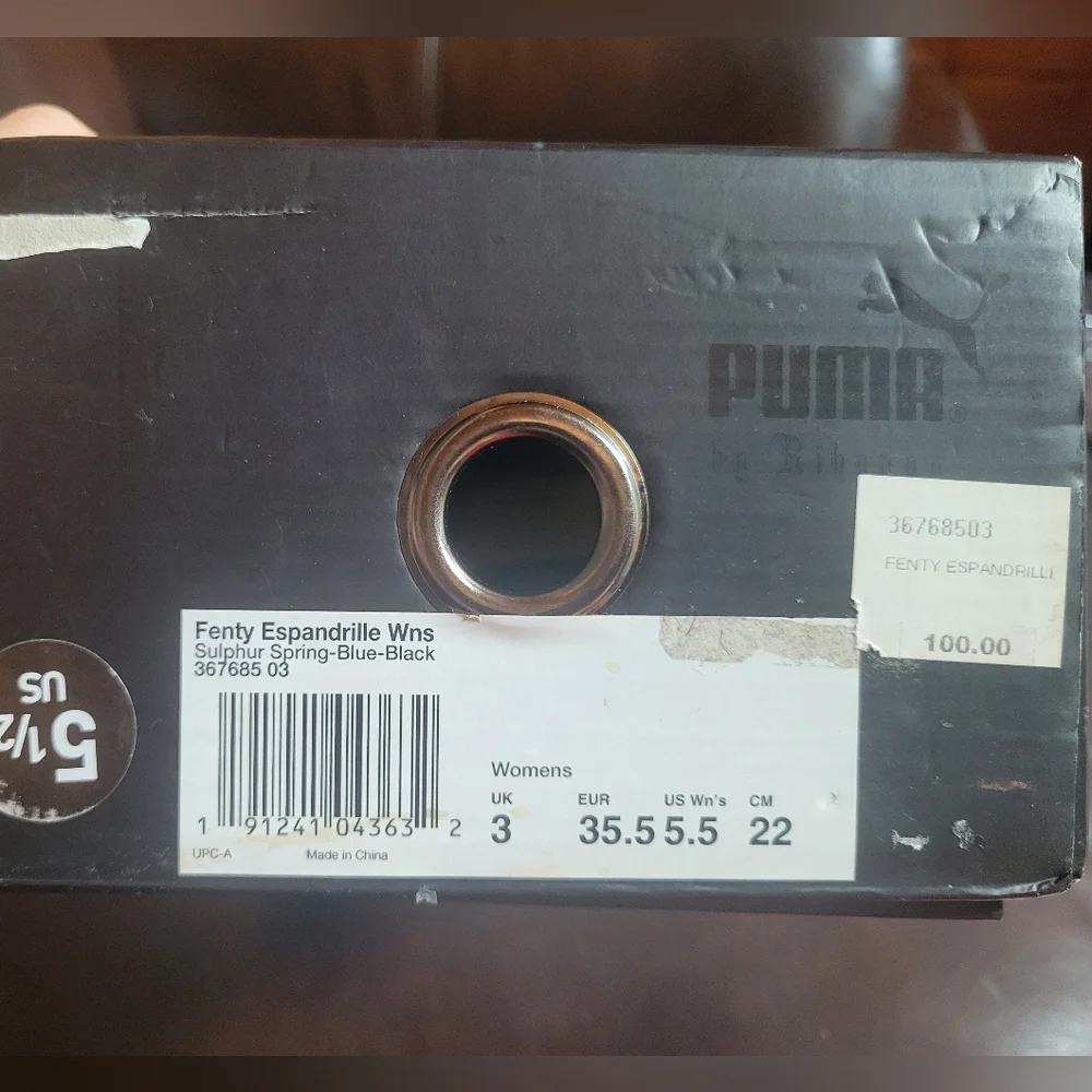 Fenty Puma Suede Espadrilles Size 5.5 With Box And Velvet Dust Bag